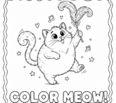 Kot bawiący się zabawką z piór do kolorowania