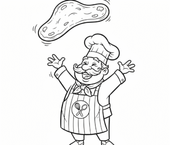 Uśmiechnięty kucharz robi pizzę