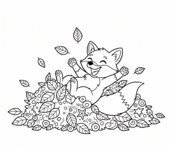 Mały lisek i jesienne liście