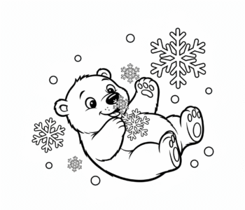 Mały niedźwiedź i zimowe płatki