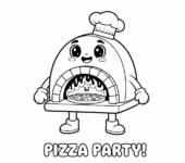 Piec do pizzy z płomieniami do kolorowania