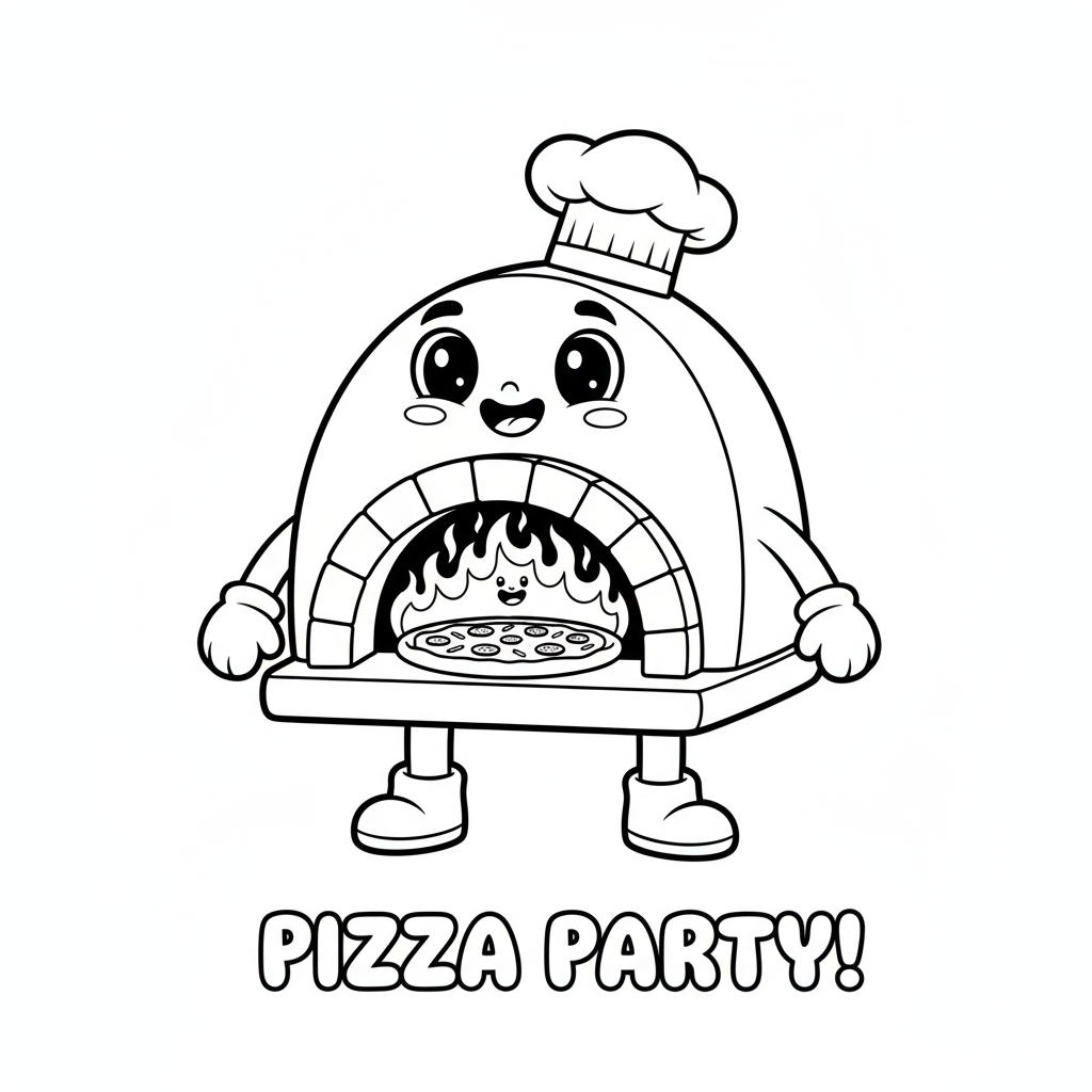 Piec do pizzy z płomieniami do kolorowania