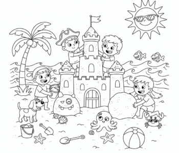 Letnie budowanie zamków na plaży