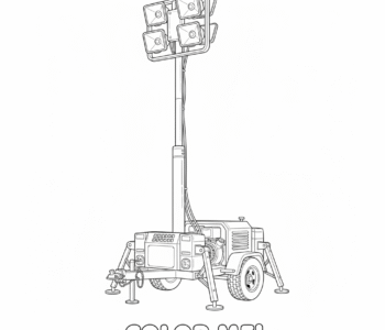 Przenośna wieża oświetleniowa na placu