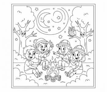 Ognisko i gwieździste letnie niebo