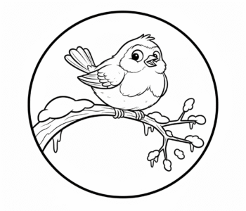 Rudzik na zimowej gałęzi