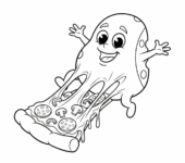 Rozciągający się ser z kawałka pizzy do kolorowania