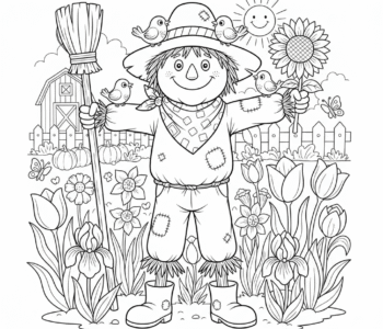 Strach na wróble w wiosennym ogrodzie