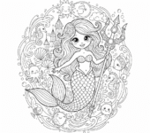 Syrena trzymająca magiczny trójząb do kolorowania