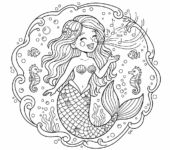 Syrena śpiewająca piękną pieśń do kolorowania