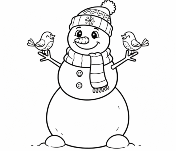 Wesoły bałwan i jego skrzydlaci przyjaciele