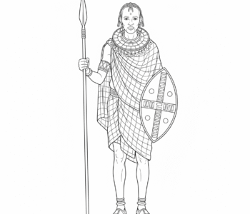 Masajski wojownik z włócznią