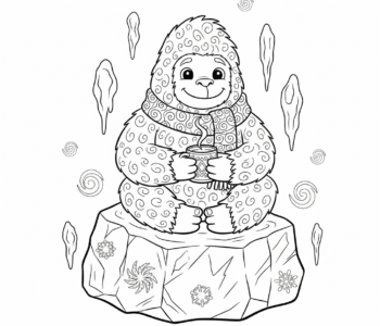 Yeti na lodowej skale