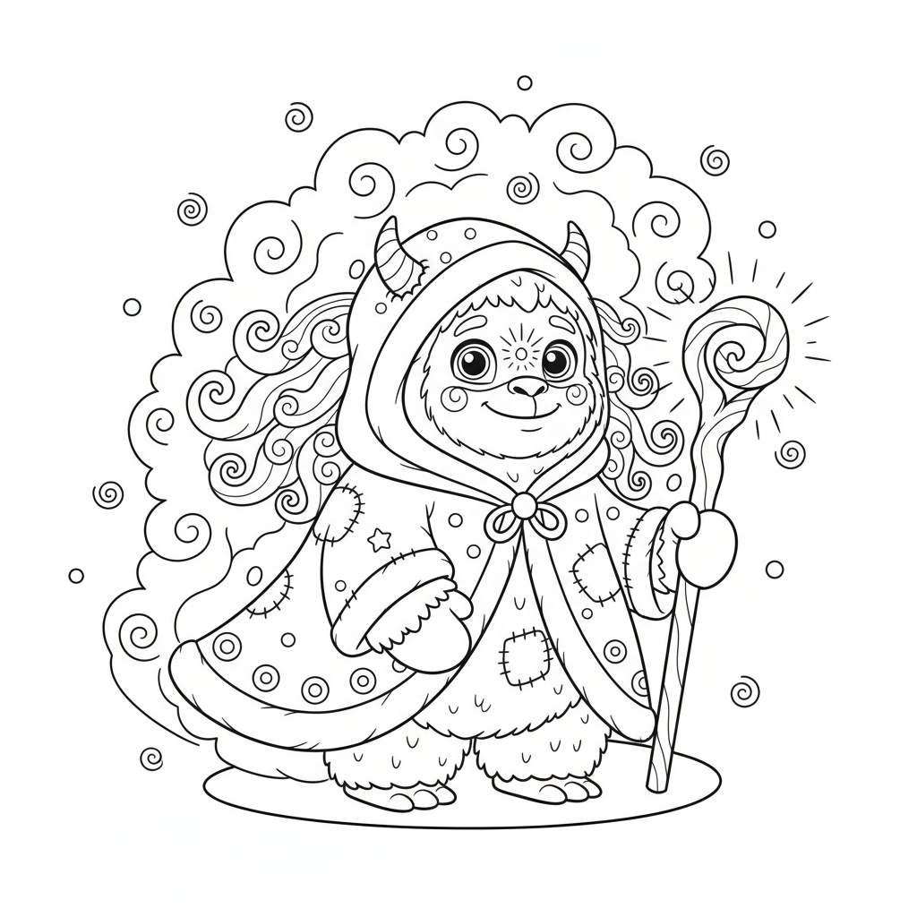 Yeti z jarzącymi się oczami do kolorowania