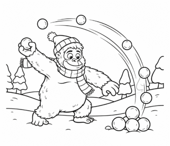 Zabawny Yeti na śniegu