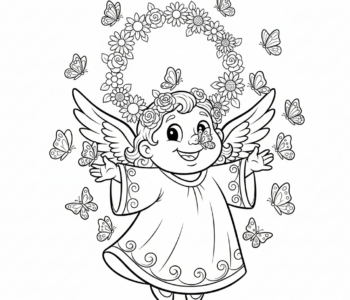 Anioł z kwiatową aureolą