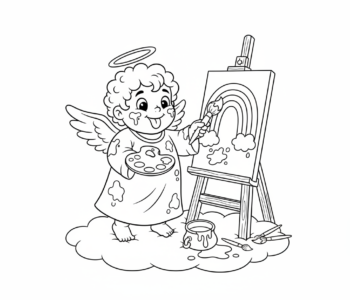 Aniołek maluje tęczę