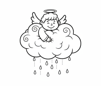 Aniołek przytula chmurę