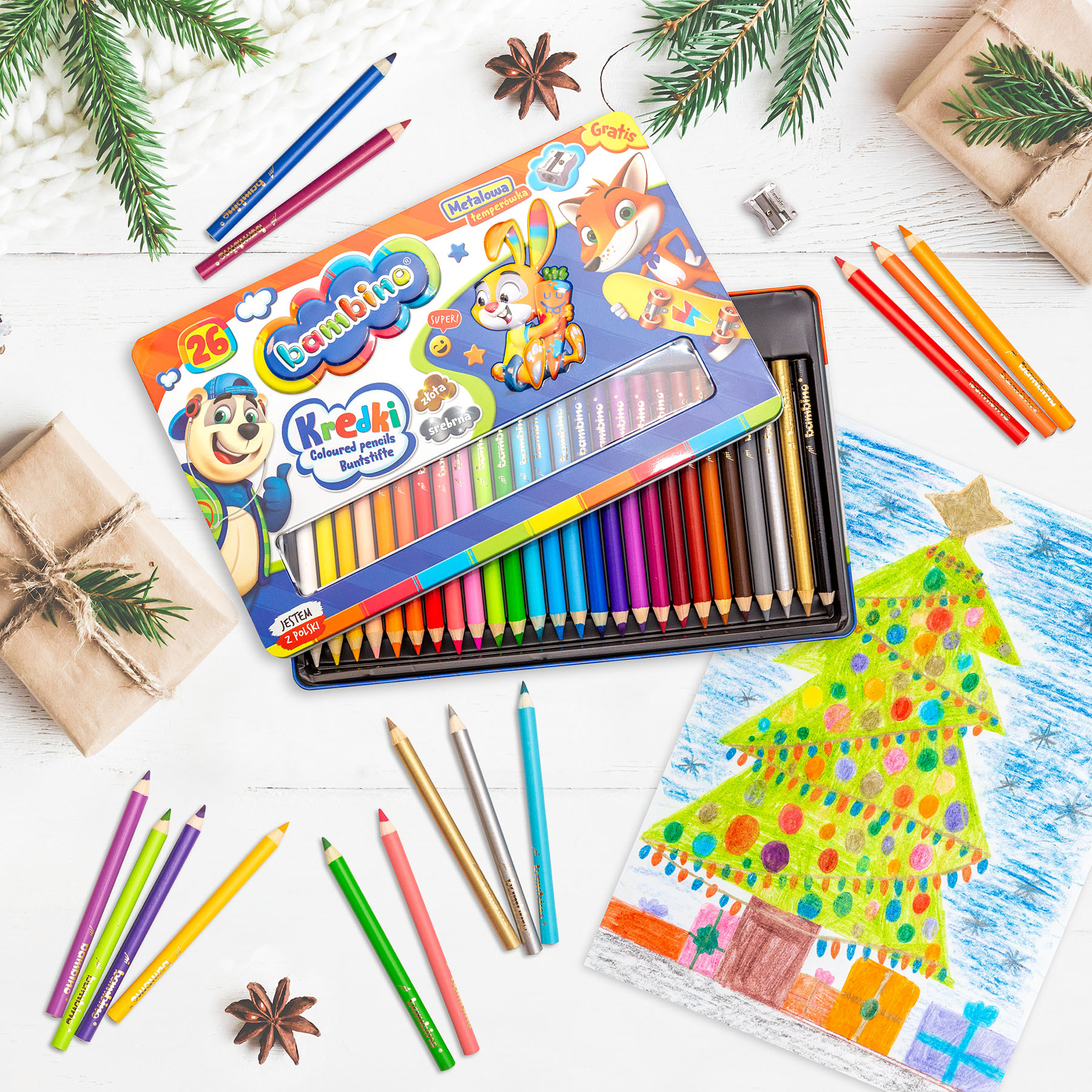 Kredki BAMBINO w metalowym opakowaniu