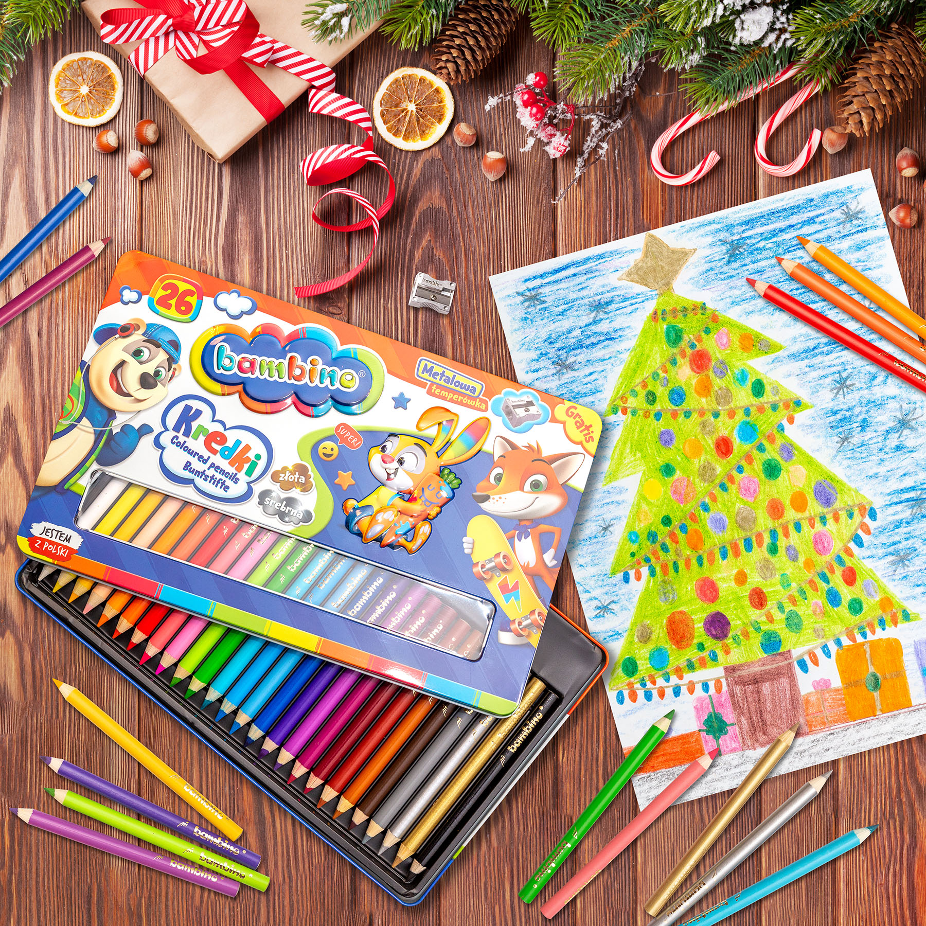 Kredki BAMBINO w metalowym opakowaniu