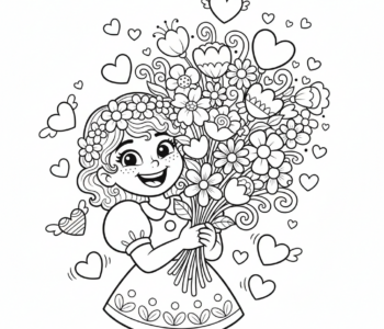 Dziewczynka z bukietem kwiatów