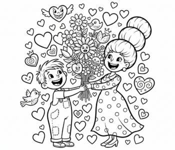 Dziecko i bukiet dla Mamy