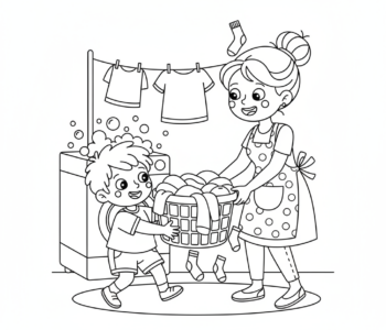 Dziecko pomaga w praniu