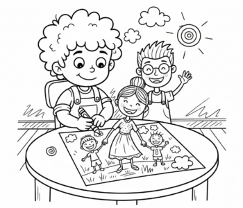 Dziecko rysuje rodzinę