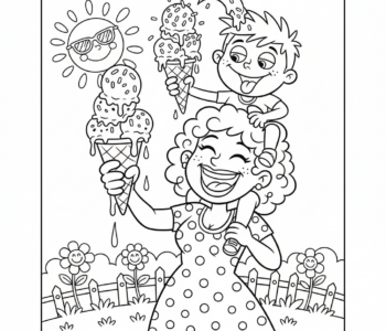 Mama i dziecko jedzą lody