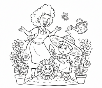 Mama i dziecko w ogrodzie