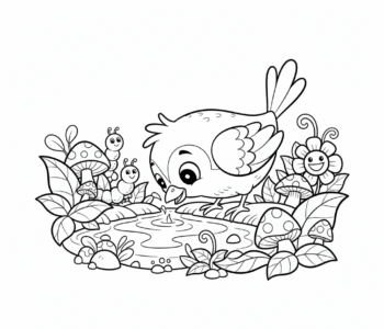 Ptak pije z czystej rzeki