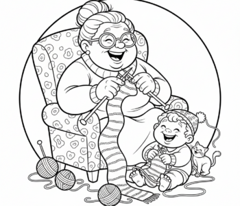 Babcia dzierga szalik