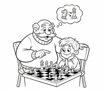 Dziadek uczy gry w szachy