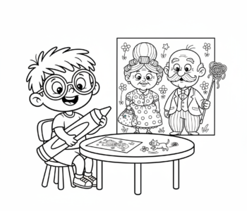 Dziecko rysuje Dziadków