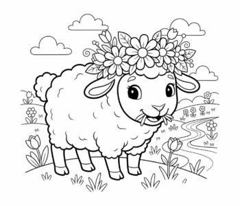 Jagnię w wiosennym wianku