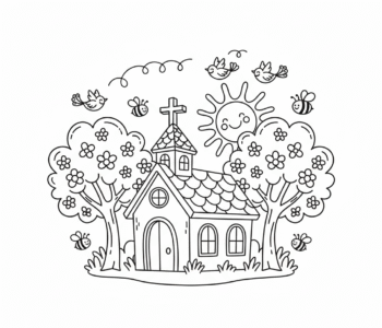 Kościół w wiosennej scenerii