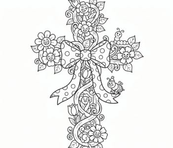 Krzyż z wiosennymi kwiatami