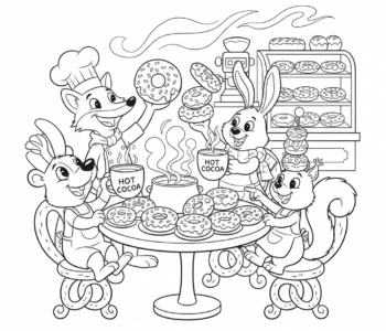 Przyjaciele i pączki w kawiarni