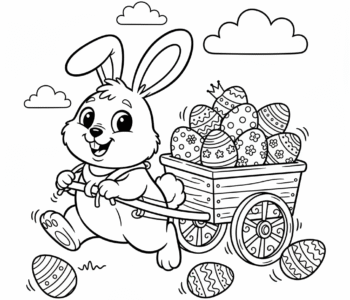 Zajączek i wózek pełen jajek