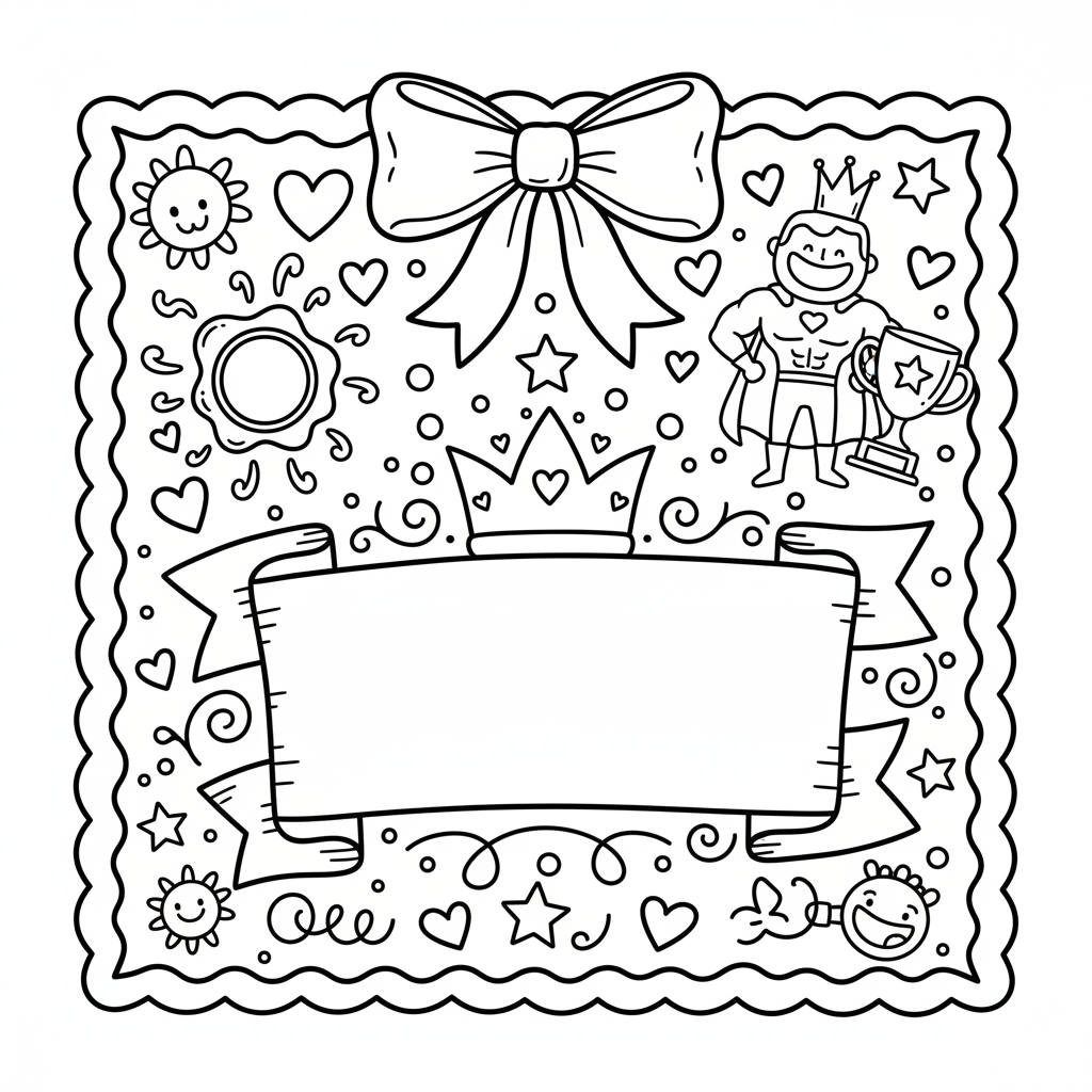 Ręcznie wykonany certyfikat "Najlepszy Tata na świecie", z wstążką i pieczęcią, kolorowanka dla dzieci, czarne kont...