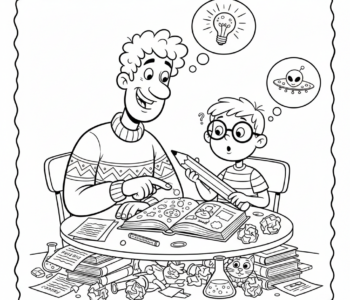 Tata pomaga w lekcjach