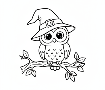 Sowa w kapeluszu wiedźmy