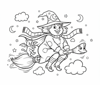 Urocza wiedźma na miotle