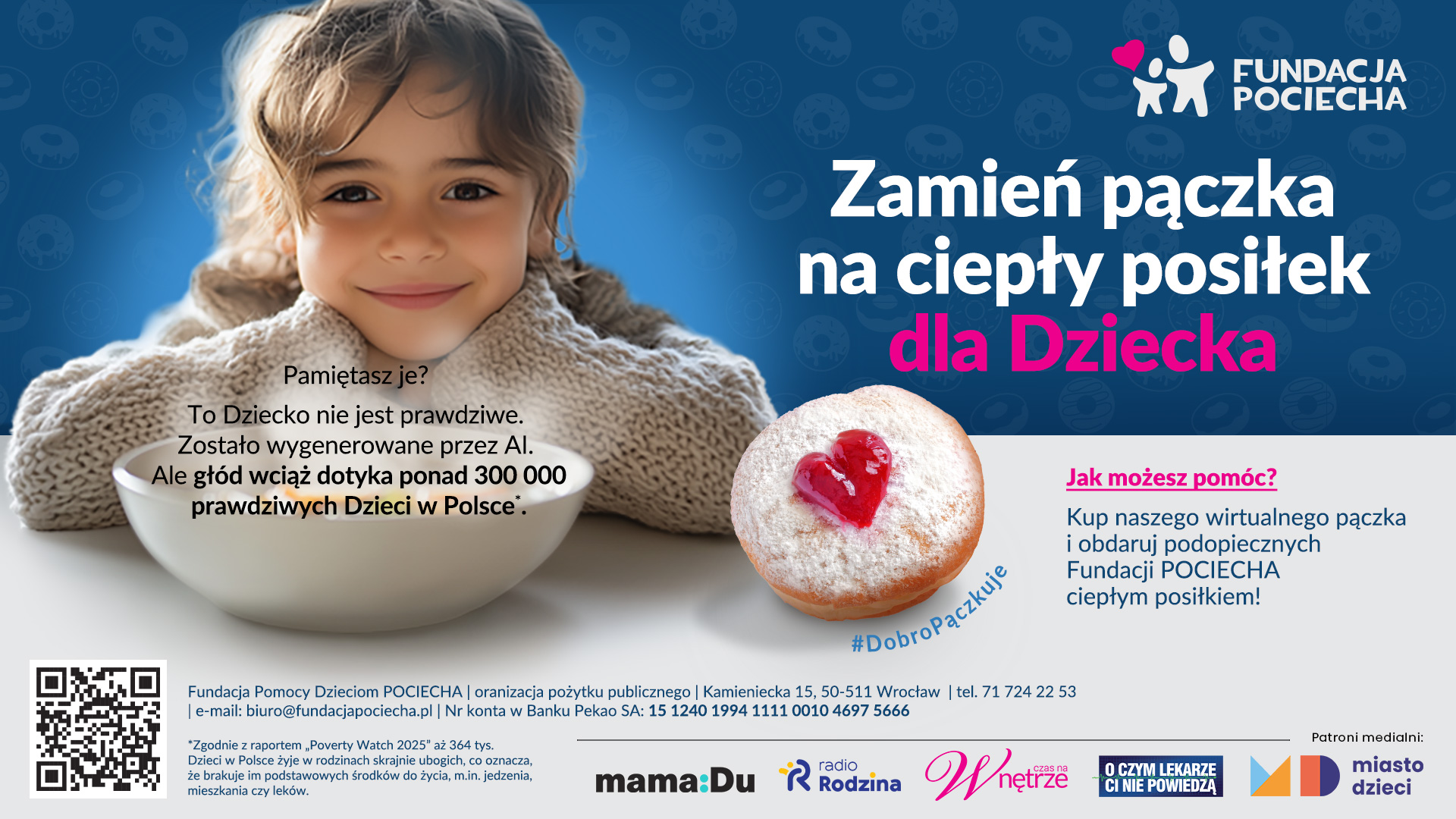 Zamień pączka na ciepły posiłek dla Dziecka - Fundacja POCIECHA po raz szósty wspiera niedożywione dzieci