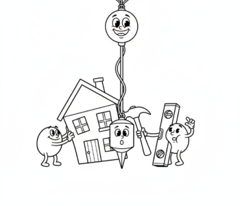 Pion zwisający prosto w dół, używany do określania pionu, black outline, white background, suitable for kids coloring...