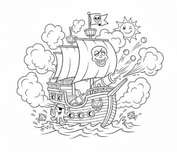 Statek piracki strzela