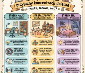Jak zorganizować dom przyjazny koncentracji dziecka (nauka, zabawa, sen)?