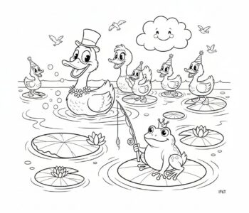 Rodzina kaczek na stawie