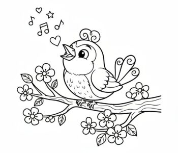 Ptaszek na kwitnącej wiśni