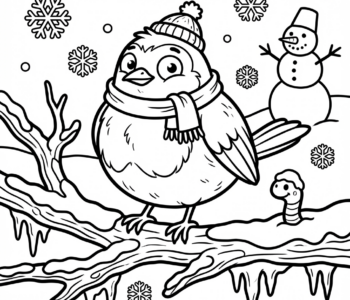 Rudzik na zimowej gałęzi